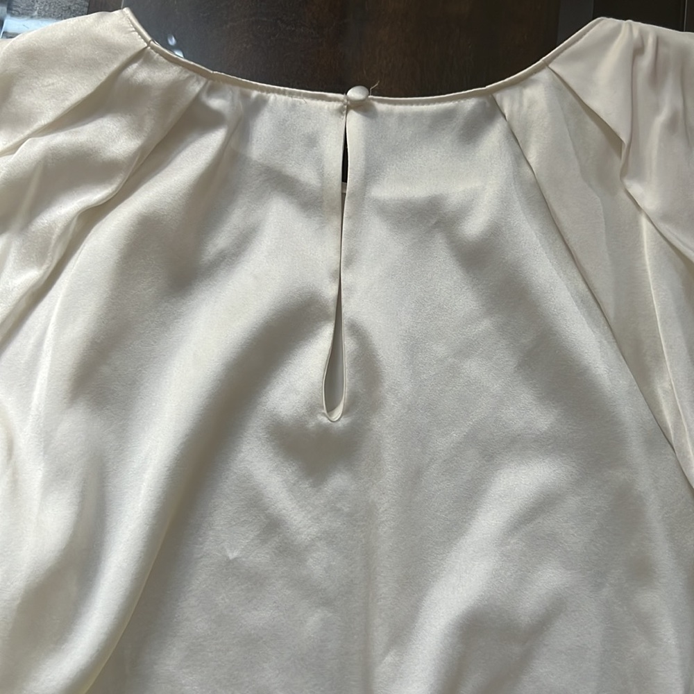 Antonio Melani Delanie Jewel Neck Short Balloon Sleeve Silk Blouse - Picture 11 of 14